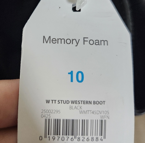 NEW Time & Tru Black Studded Cowboy Boots Womens 9 10 - Picture 10 of 12